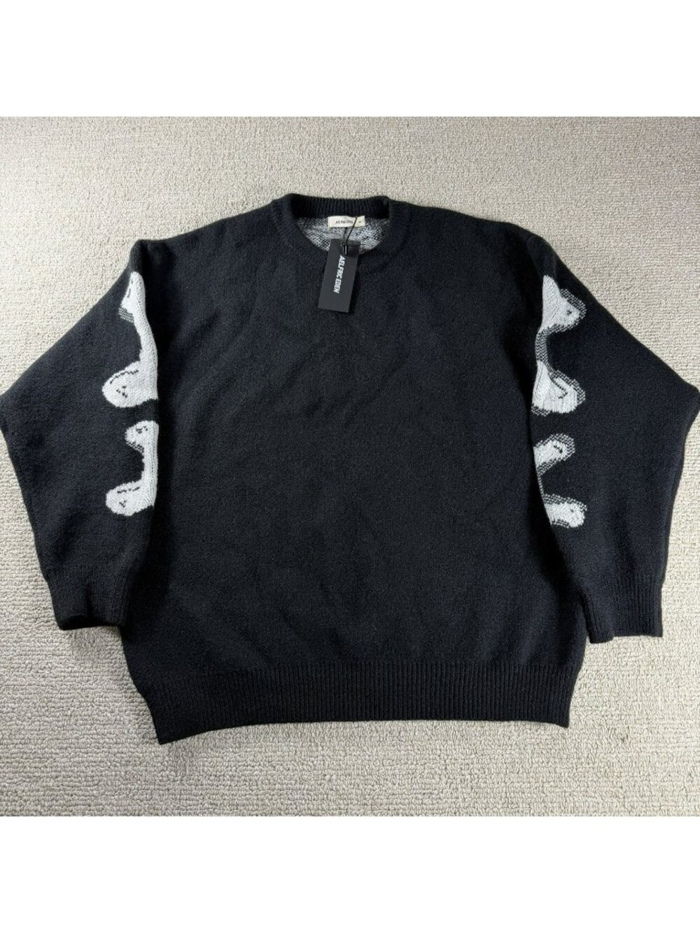 Aelfric Eden Skeleton Pattern Knit Sweater Black White Men’s Size XL